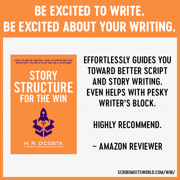 Cover image and review for Story Structure for the Win, a writing guide that “effortlessly guides you through better script and story writing…highly recommend.”