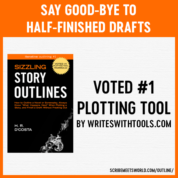 Cover image of outlining guide Sizzling Story Outlines, Voted #1 Plotting Tool by WritesWithTools.com